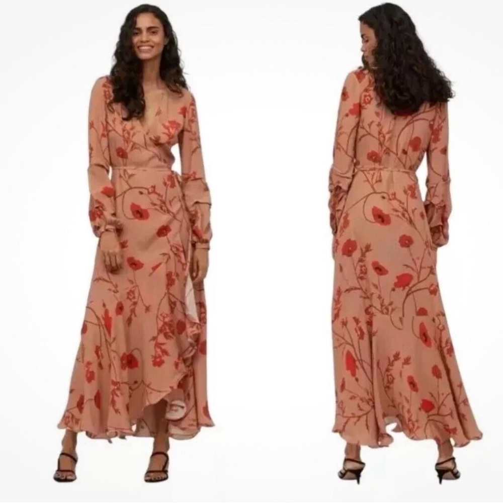 H&M x Johanna Ortiz Floral Wrap Dress in Red and pink - Picture 3 of 10